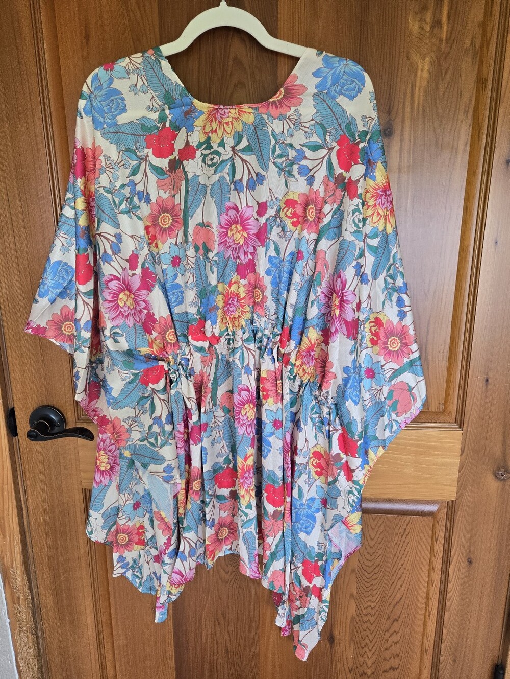 Umgee, Floral Drawstring Tunic Wrap - Multicolor, Sz. L